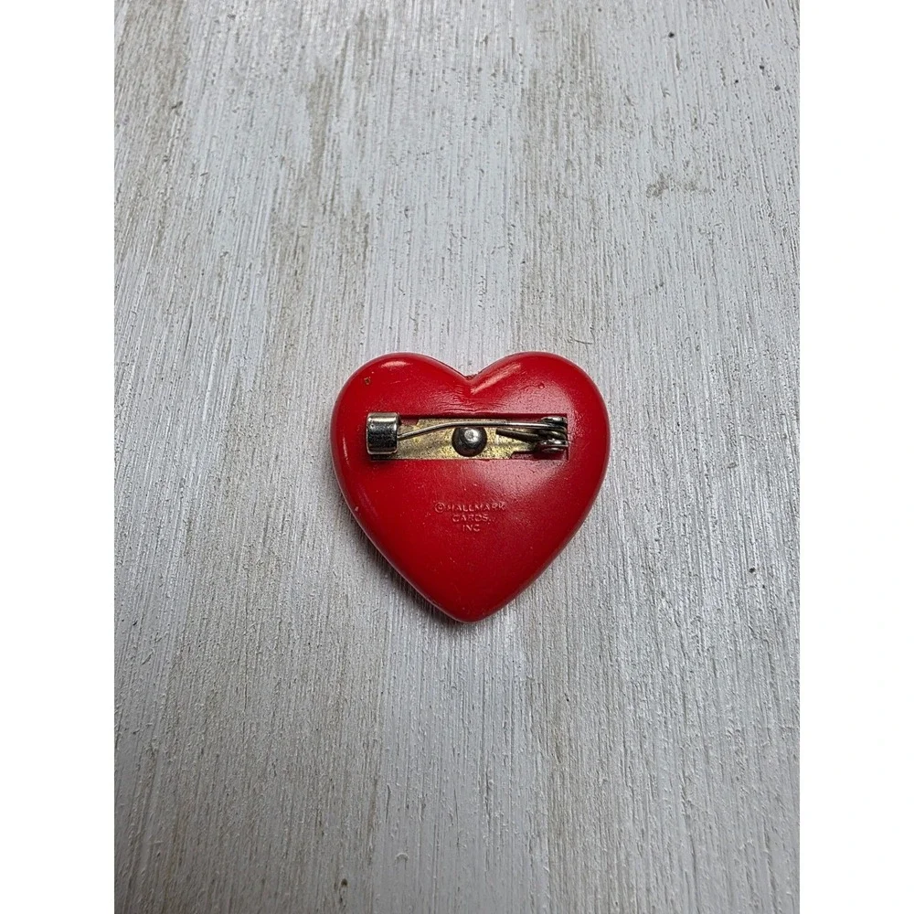Vintage Hallmark Red Heart Pin Brooch Valentine Kitsch Cottagecore Minimalist